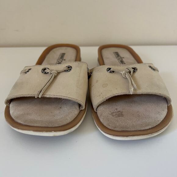Minnetonka Cream Leather Slide Sandals Women's 6 US - Picture 2 of 8
